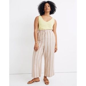 ✨NWT✨ MADEWELL Smocked Huston Pull-On Crop Pants in Tan Stripe Sz XXL